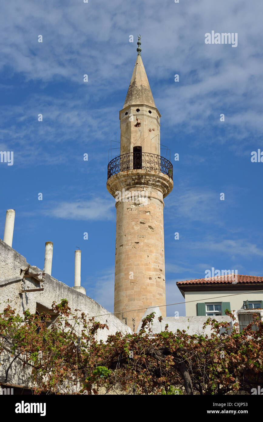 Mosque minaret in Old Town, Chania, Chania Prefecture, Crete, Greece Stock Photo