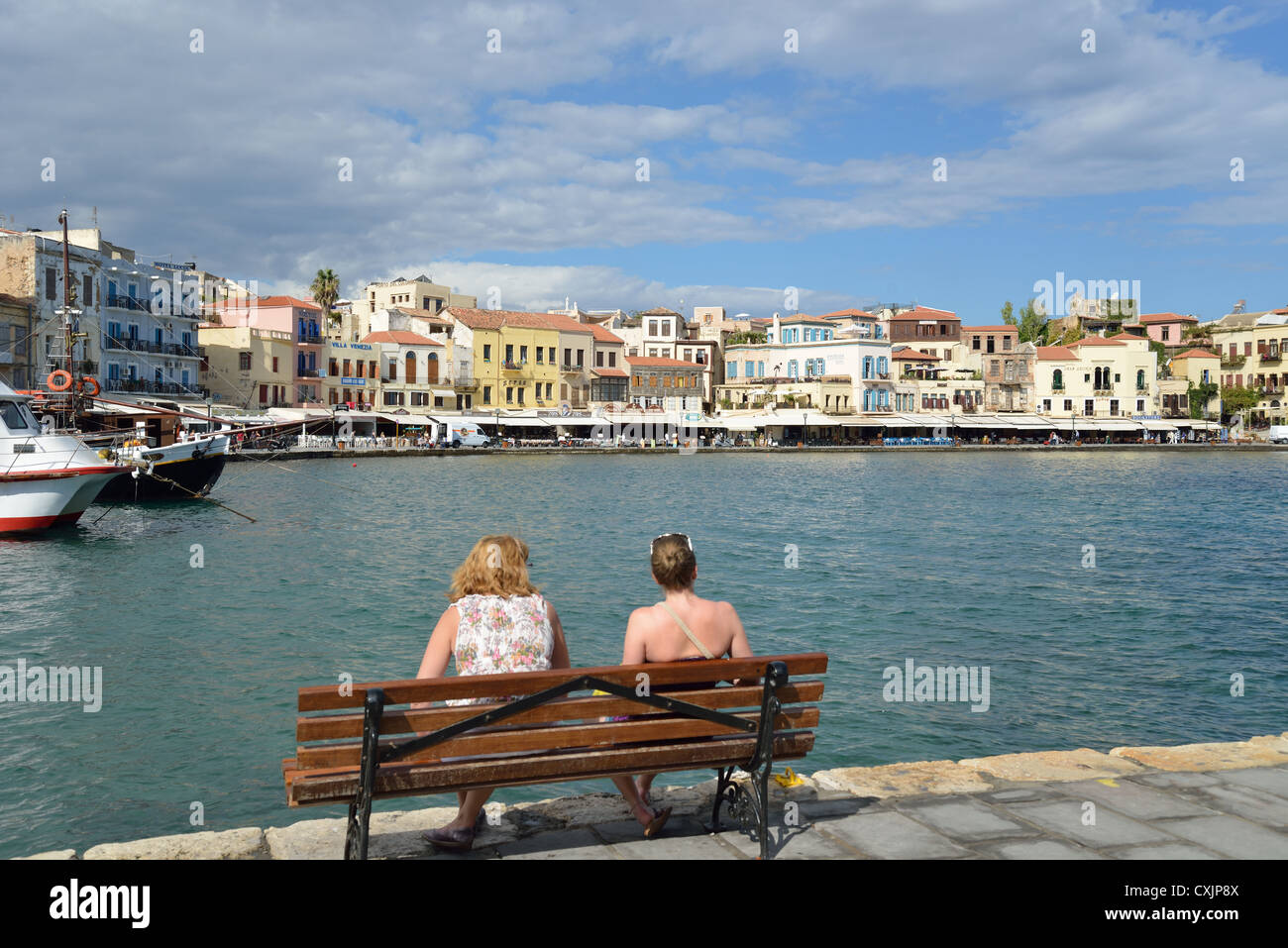 Seafront promenade, Chania, Chania Prefecture, Crete, Greece Stock Photo