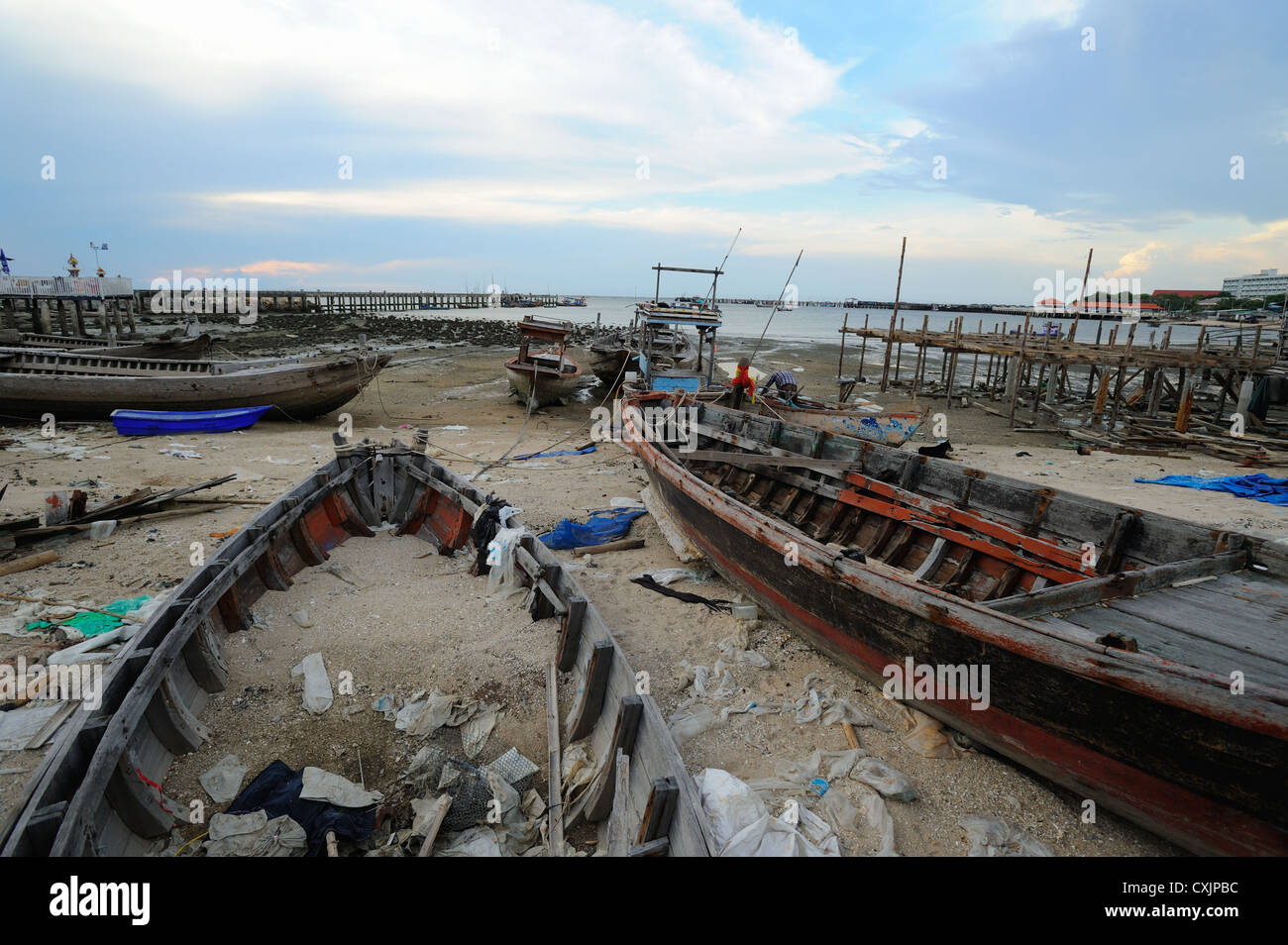 Boat fishermen wreck Stock Photo