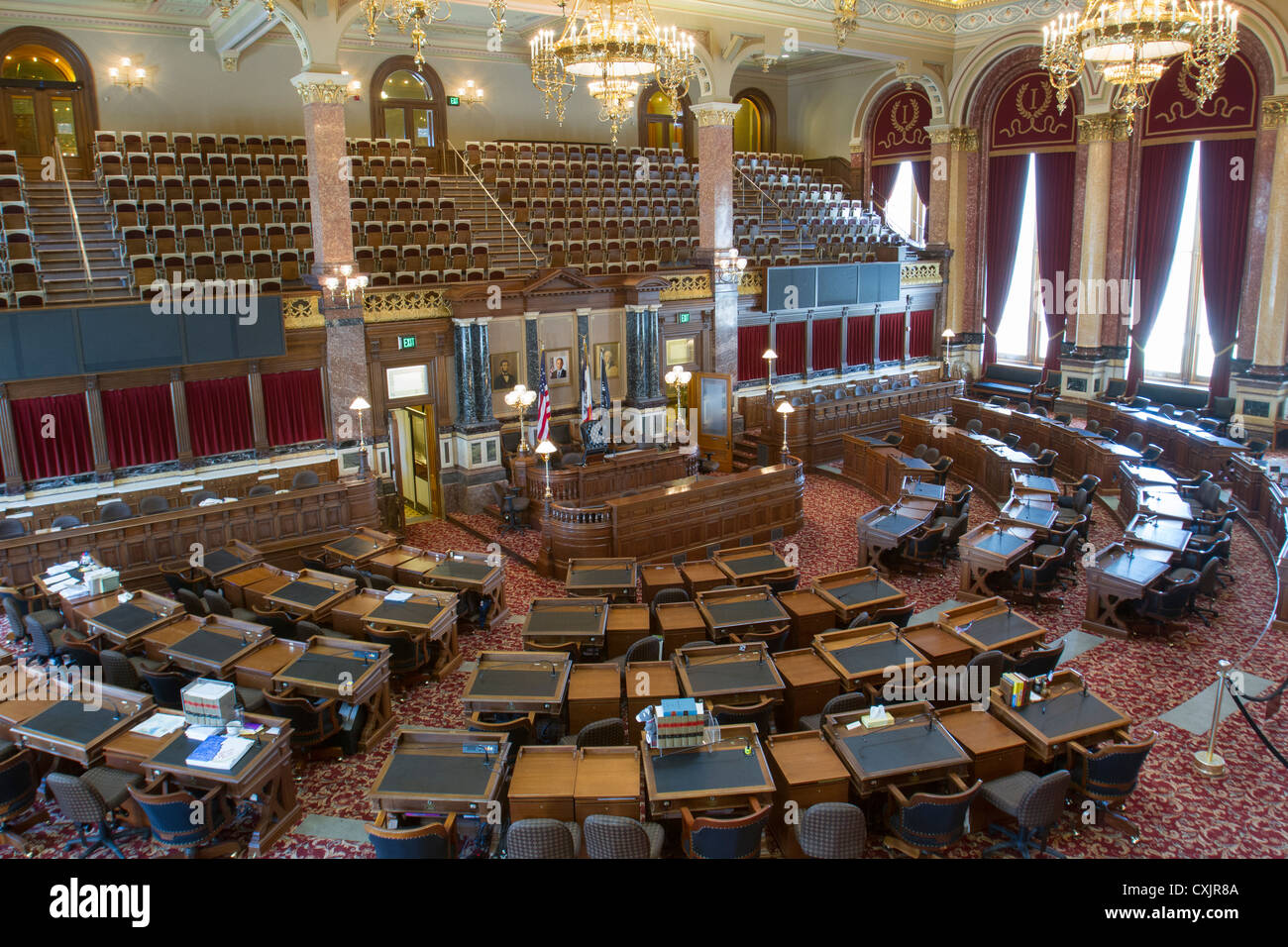 Senate chamber in the Iowa state capitol building or statehouse in Des