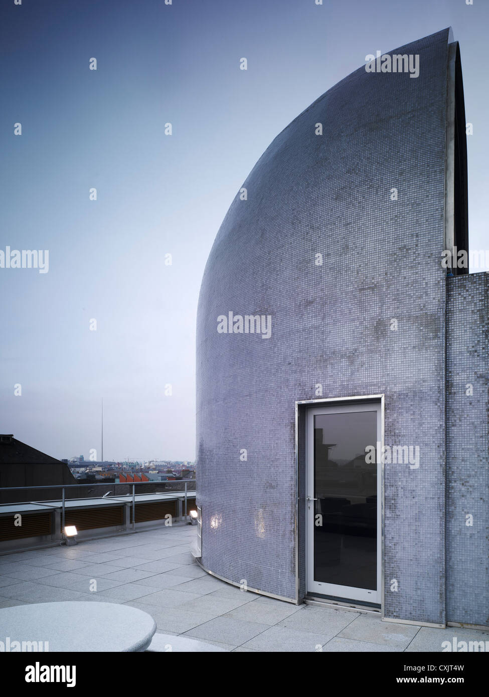 Dame Square, Dublin, Ireland. Architect: MBM Arquitectes, 2007. View of roof access showing view over city. Stock Photo