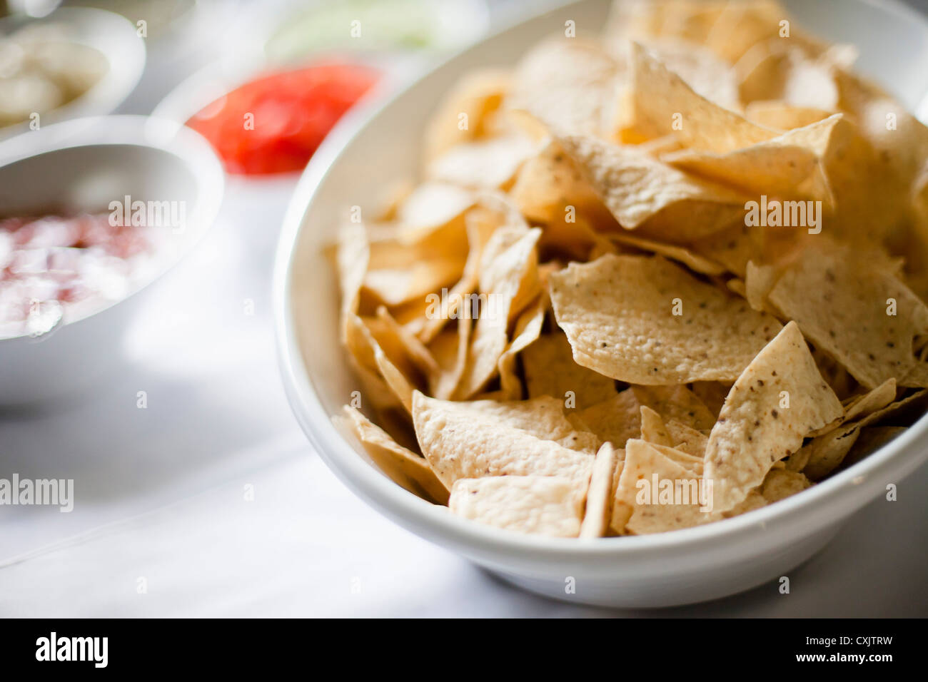 Nacho Chips and Dips Stock Photo Alamy