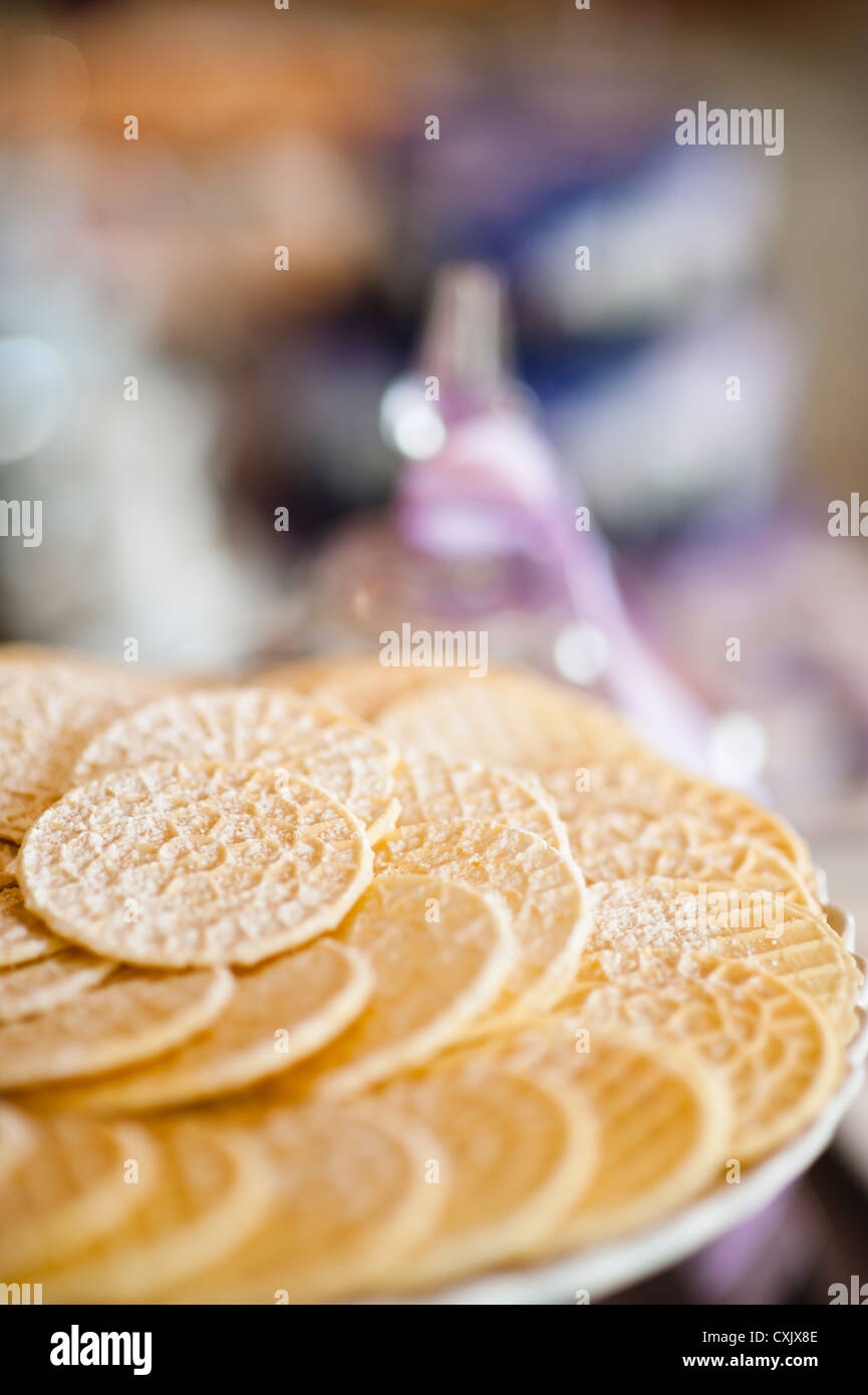 Tray of Italian Pizzelle Cookies, Toronto, Ontario, Canada Stock Photo