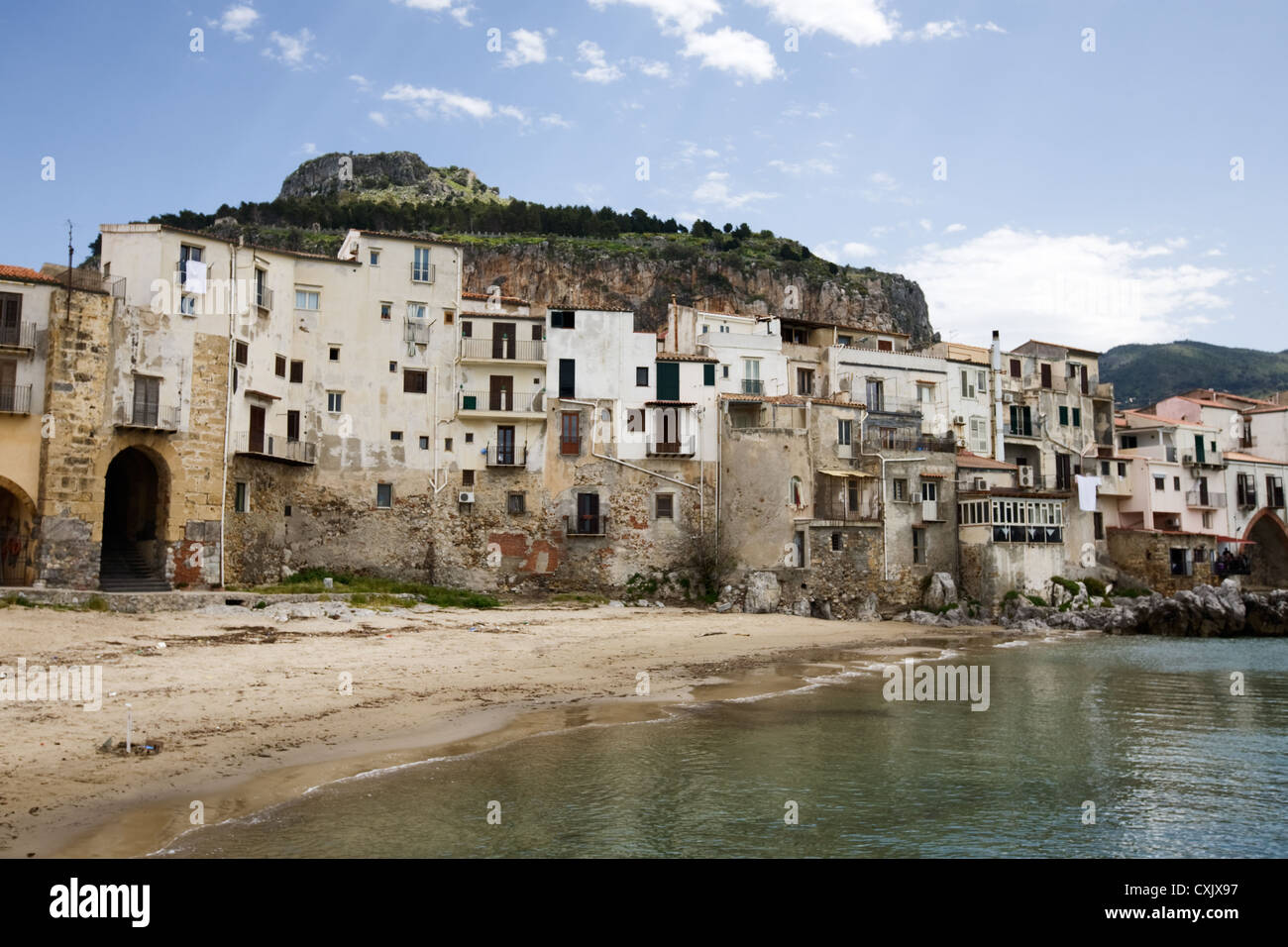 Historic houses, Cefalu, Sicily, Italy Stock Photo Alamy