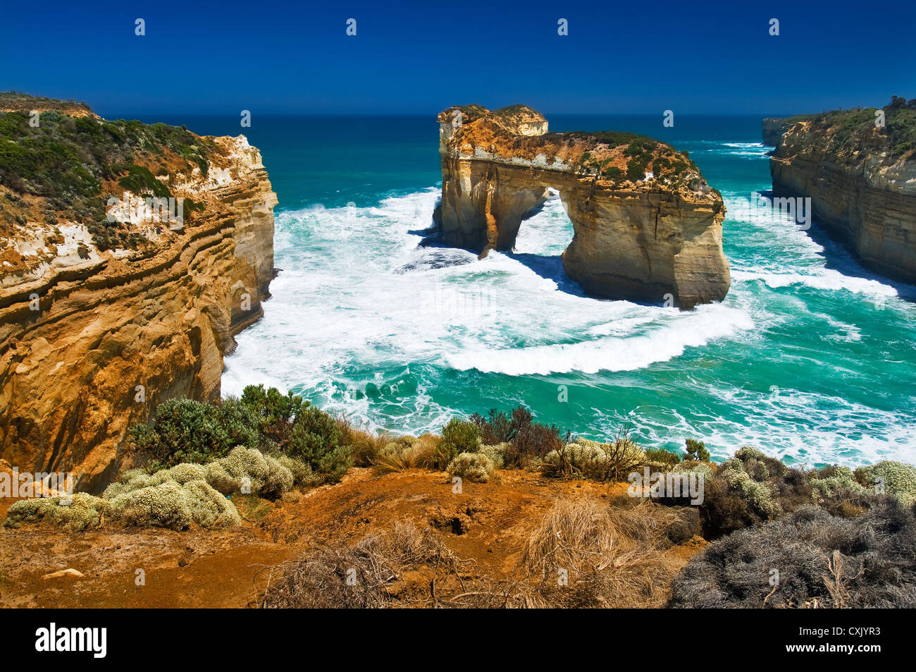 The Archway at famous Great Ocean Road  before the arch collapsed. Stock Photo