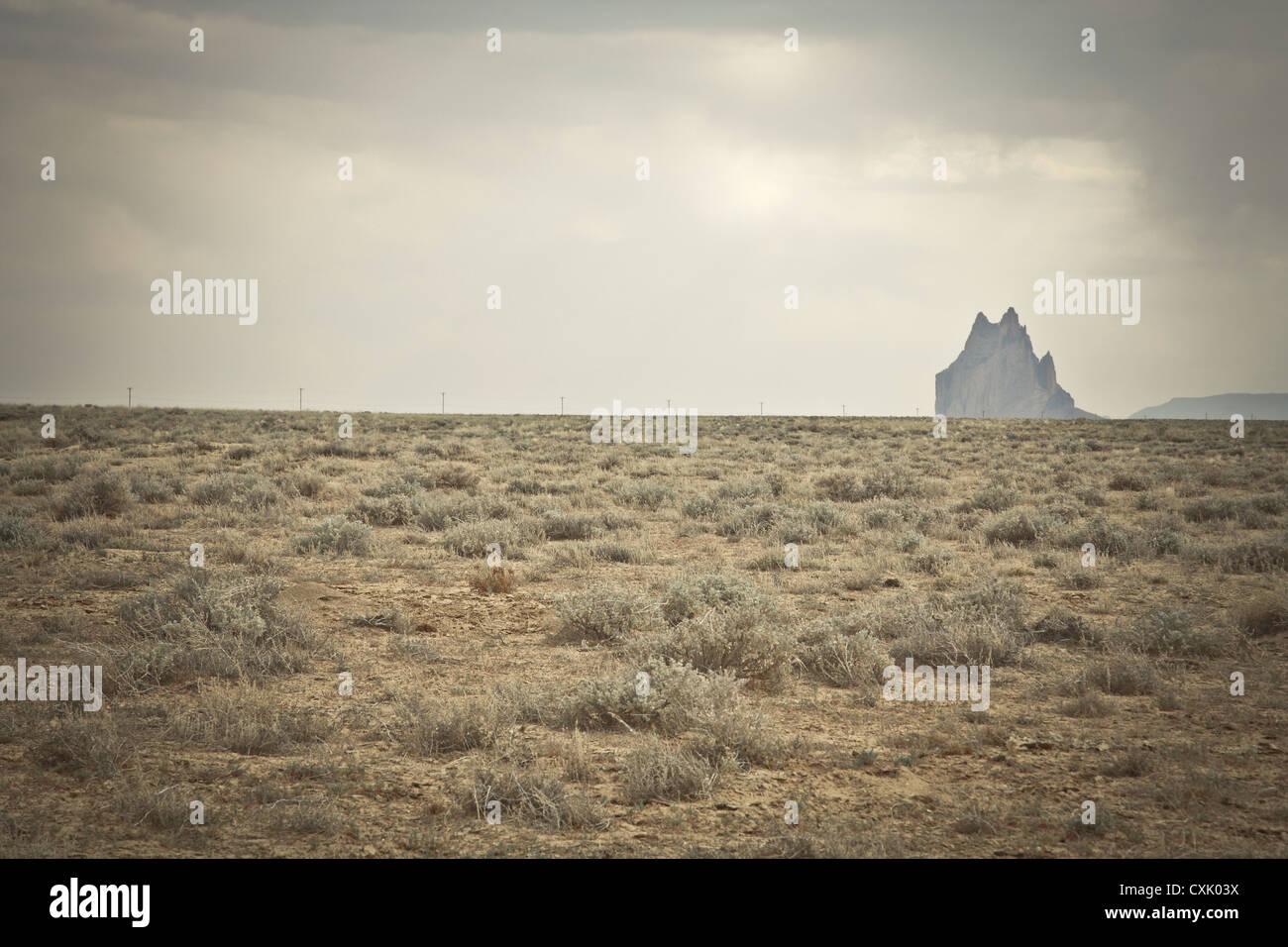 Shiprock from Highway 64, New Mexico, USA Stock Photo