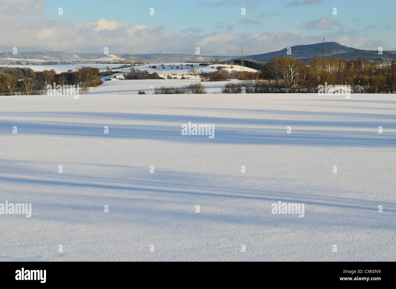 Winter Landscape near Villingen-Schwenningen, Black Forest, Baden-Wurttemberg, Germany Stock Photo