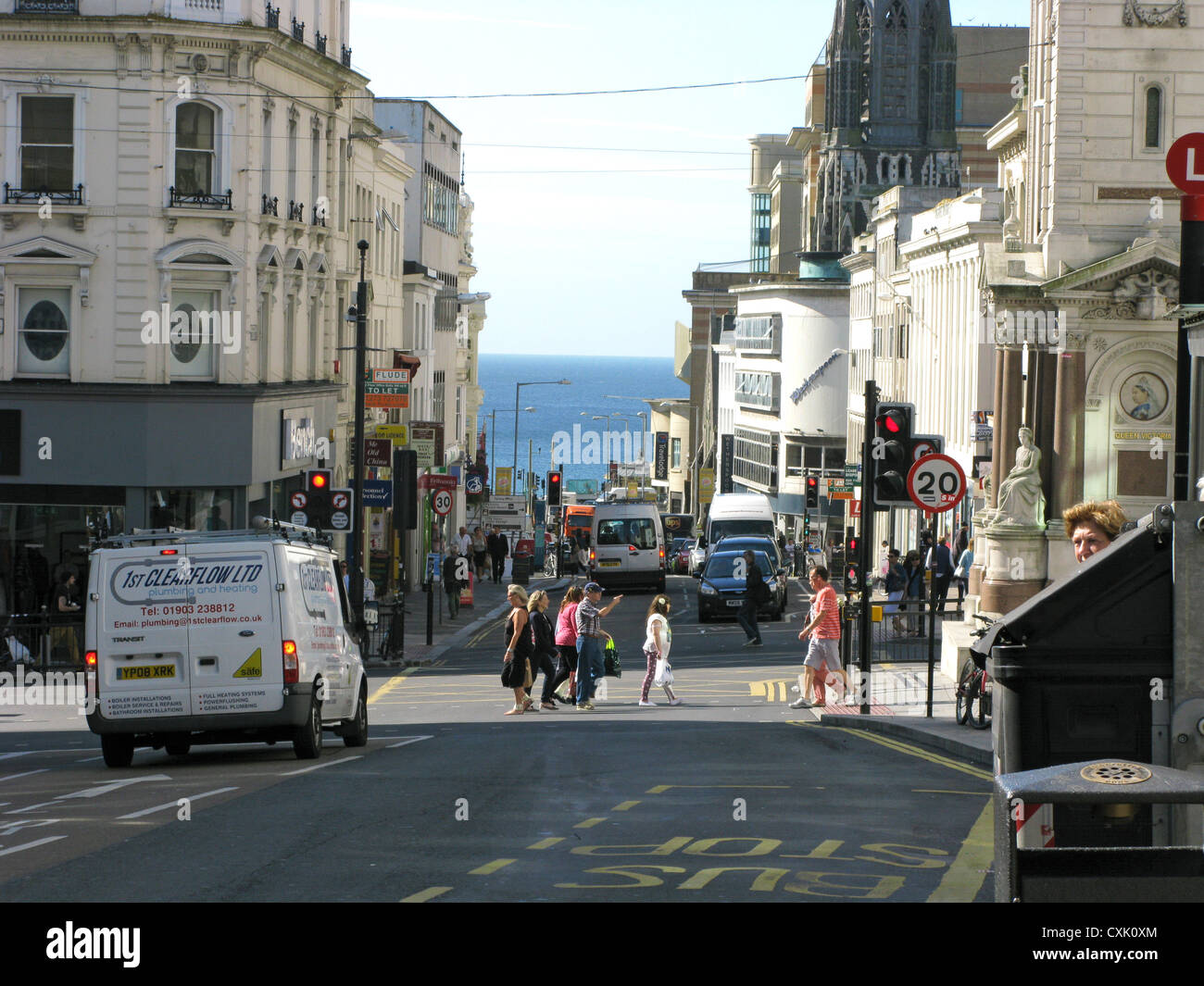 Queen's Road Brighton city centre with a view to the sea East sussex UK Stock Photo
