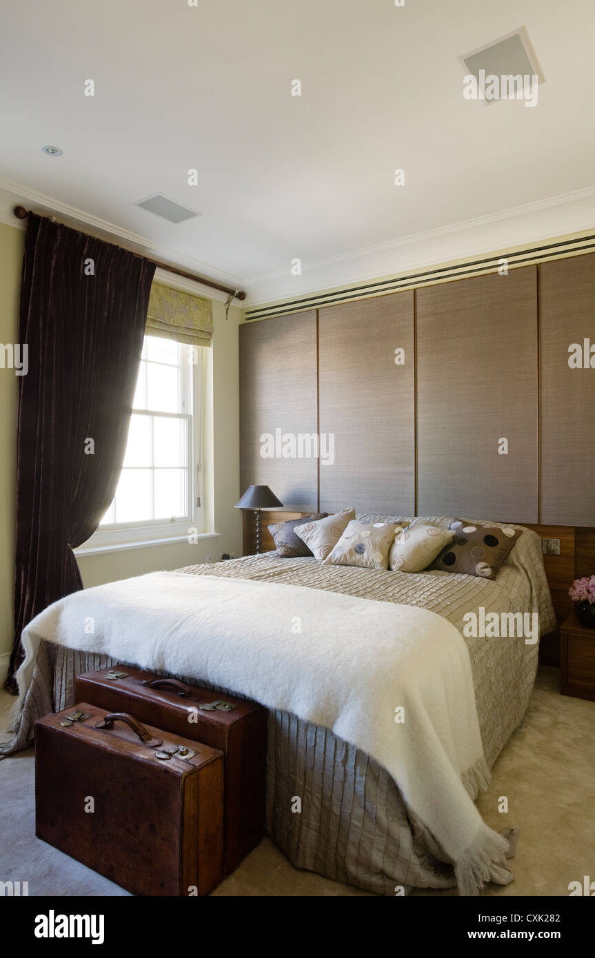 colour day interior bedroom double bed pillow bed cover quilt silk