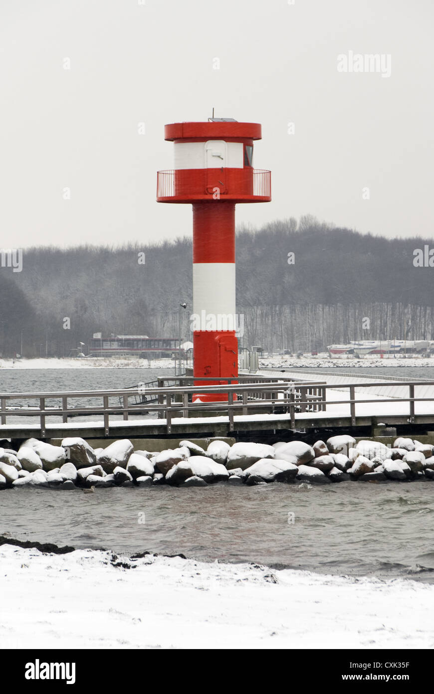 Lighthouse Eckernfoerde in Winter Stock Photo