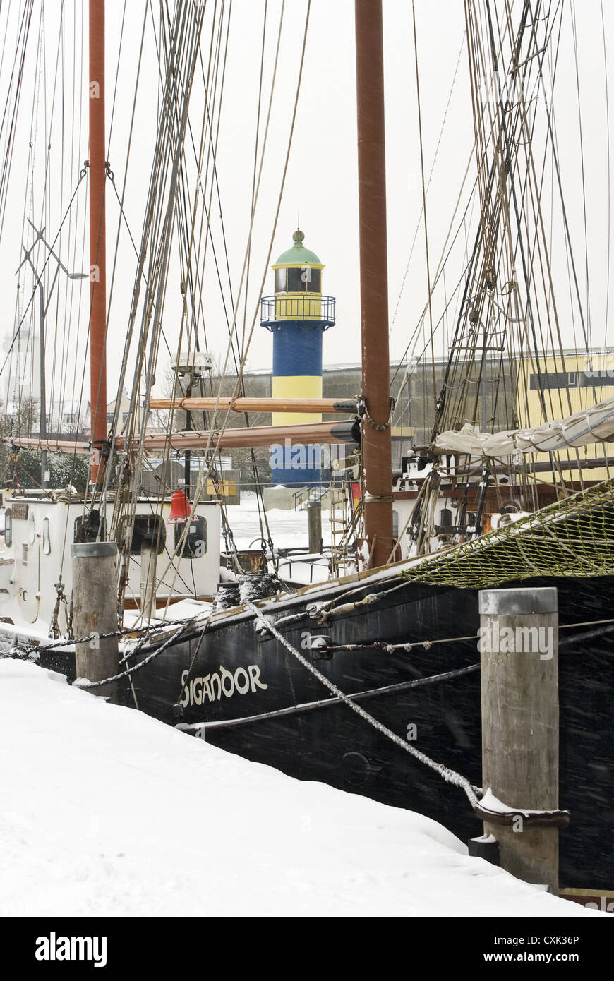 Eckernfoerde harbor in winter Stock Photo