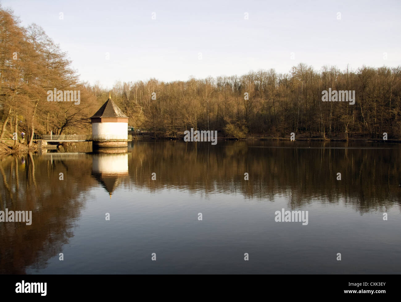 Pump House, Lake Itzenplitz, Schiffweiler, D Stock Photo Alamy