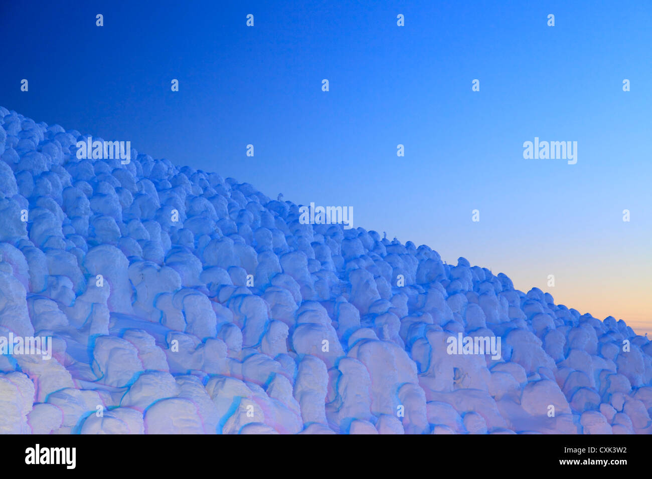 Rimed Jizo mountain in Zao, Yamagata Prefecture Stock Photo