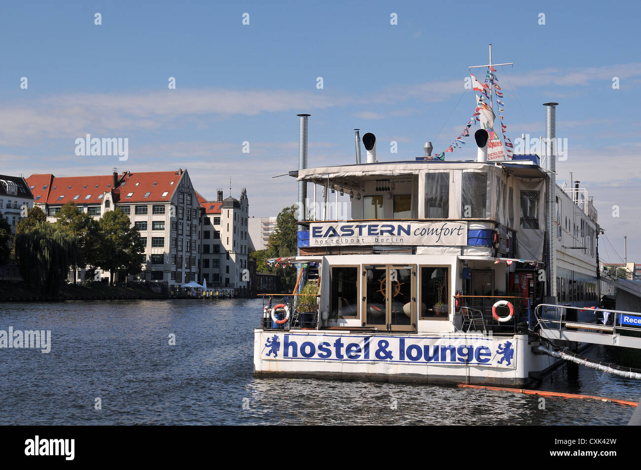 Eastern Comfort hostel boat on Spree river Berlin Germany Stock Photo -  Alamy