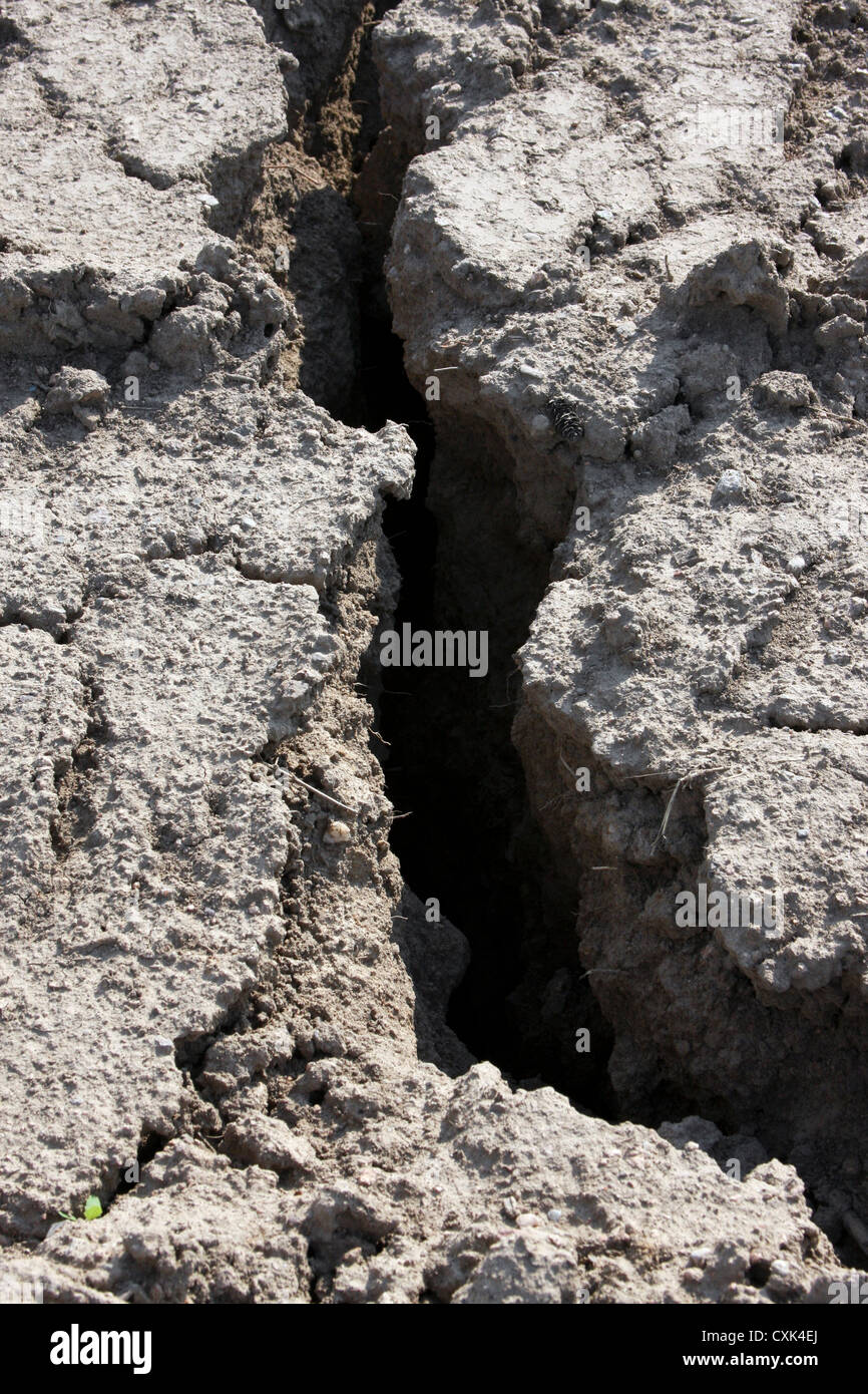 cracked dry earth resulting from extreme drought Stock Photo