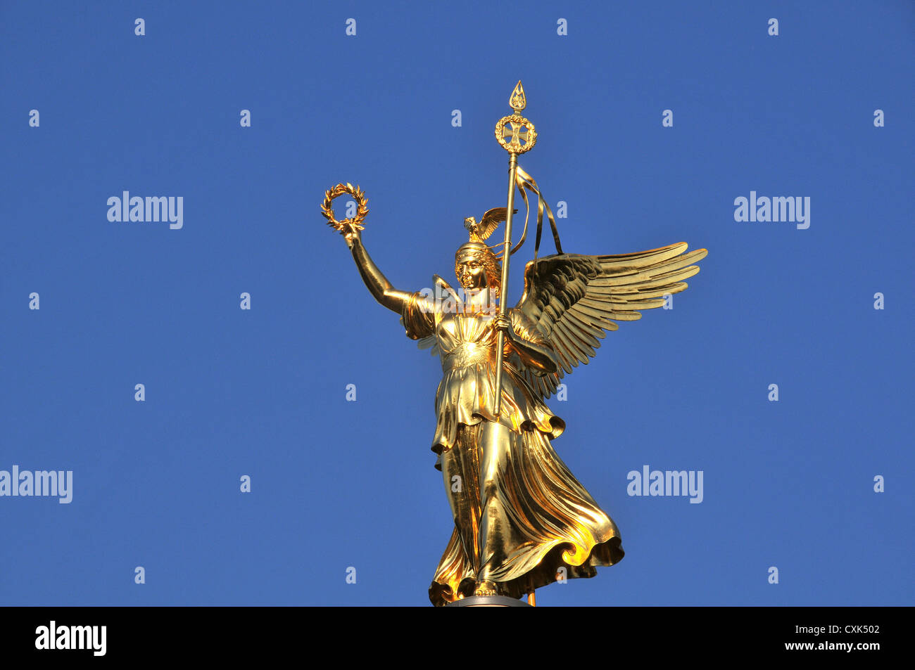 golden statue at the top of Siegessaule victory column Grossen stern Berlin Germany Stock Photo
