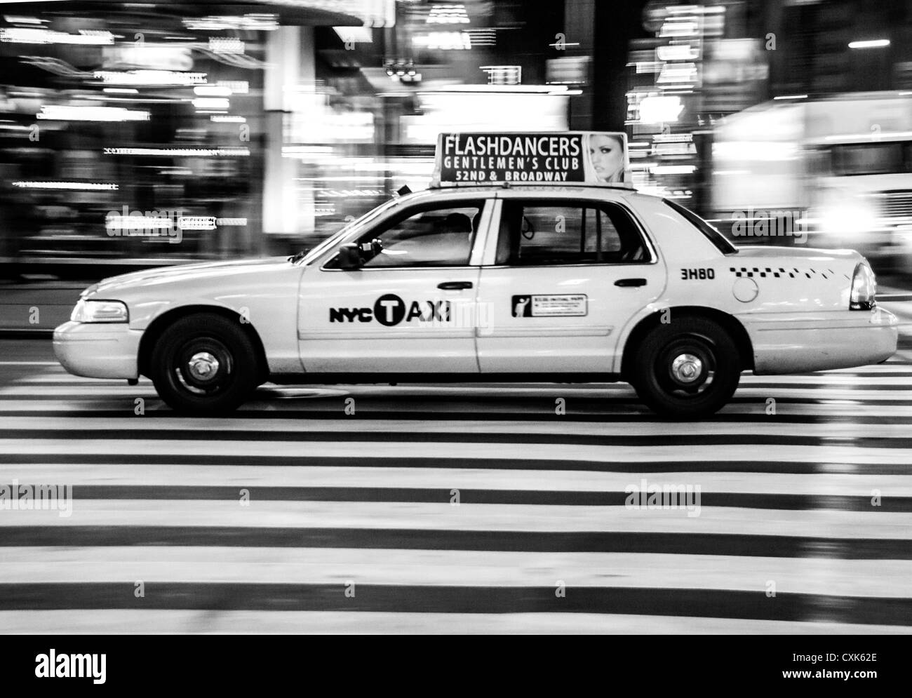 New York yellow cab speeding on the streets of New York Stock Photo