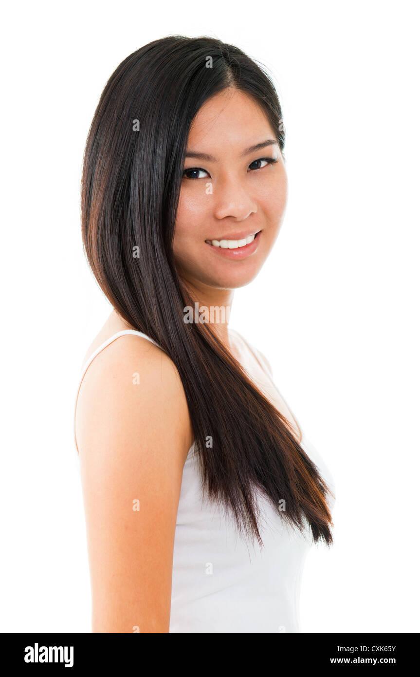 Portrait of young Asian girl over white background Stock Photo - Alamy