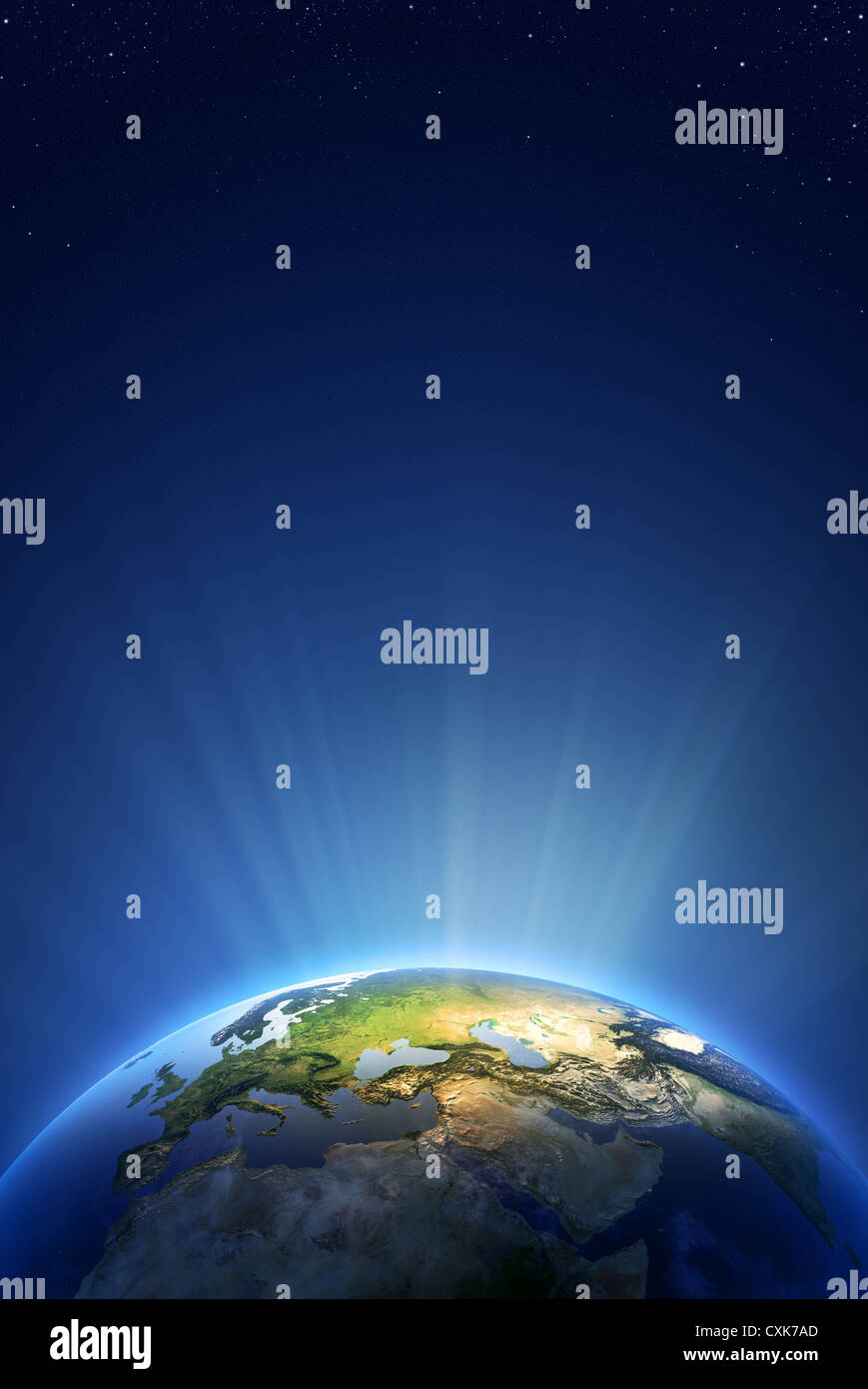 Earth Radiant Light Series - Europe (Elements of this image furnished by NASA- earthmap http://visibleearth.nasa.gov) Stock Photo
