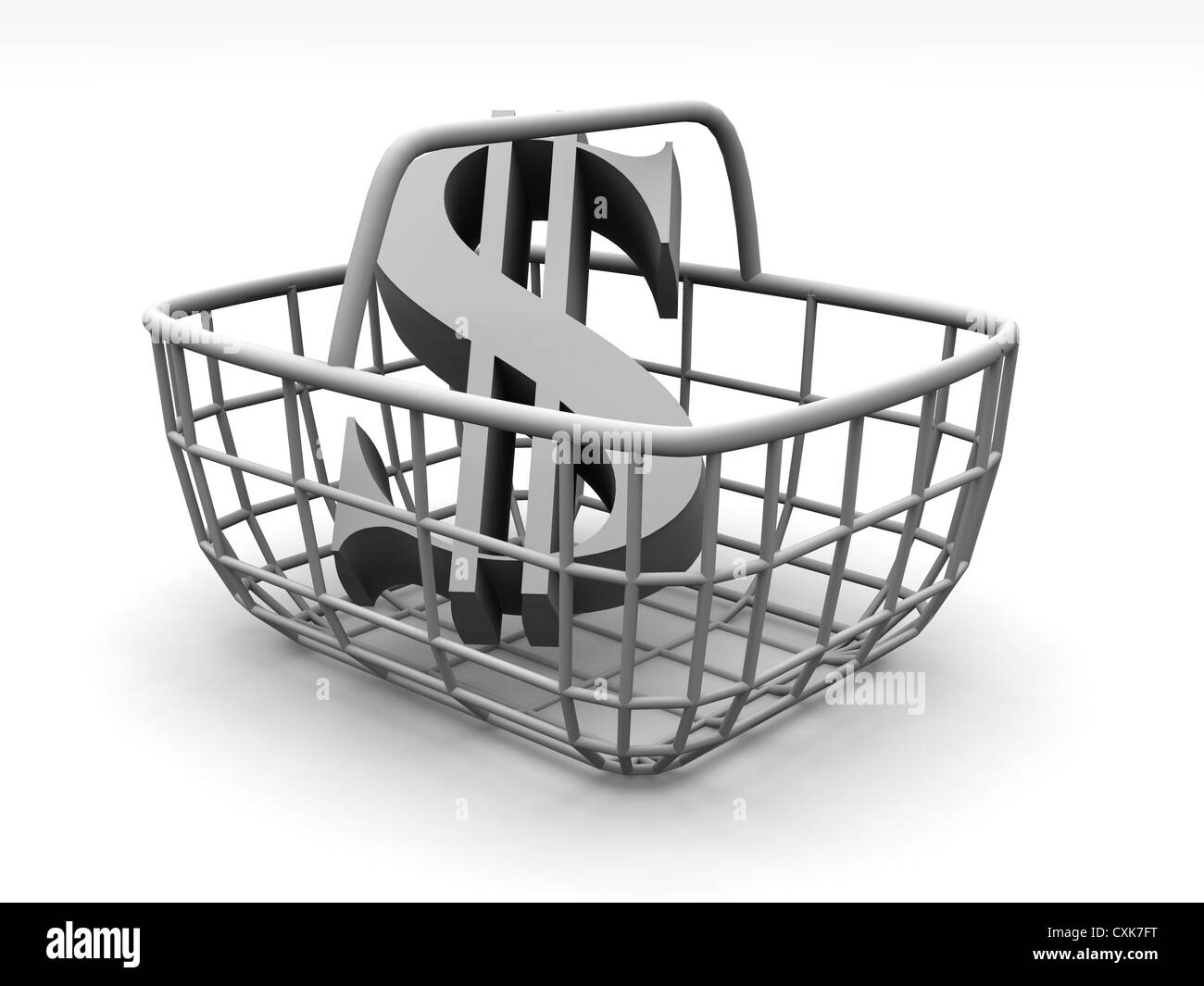 Consumer basket with dollar. 3d Stock Photo
