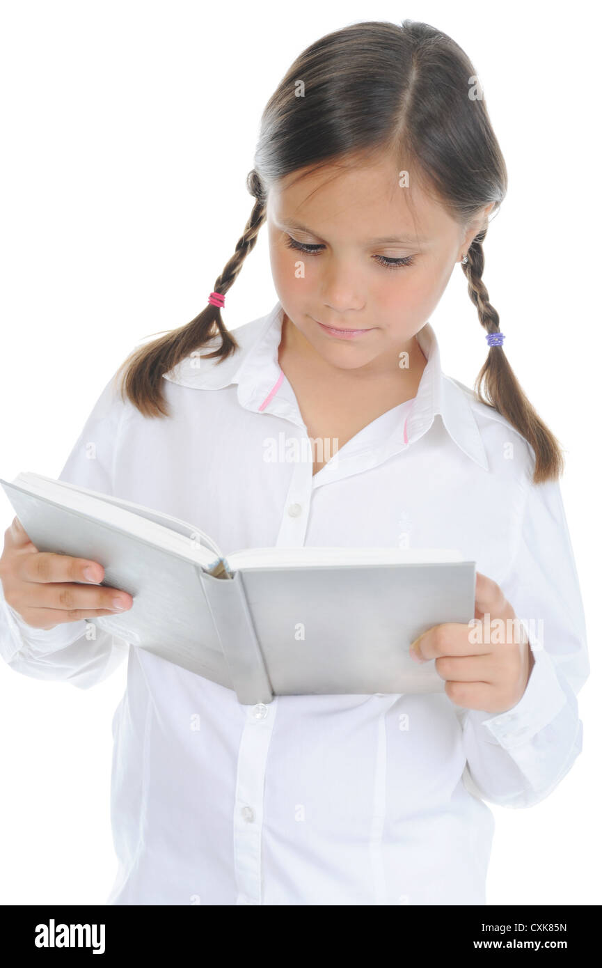 Little girl holding her book Stock Photo - Alamy
