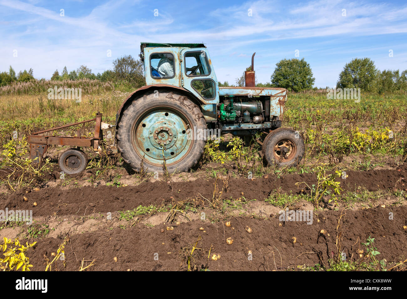 Old tractor in the field Stock Photo - Alamy