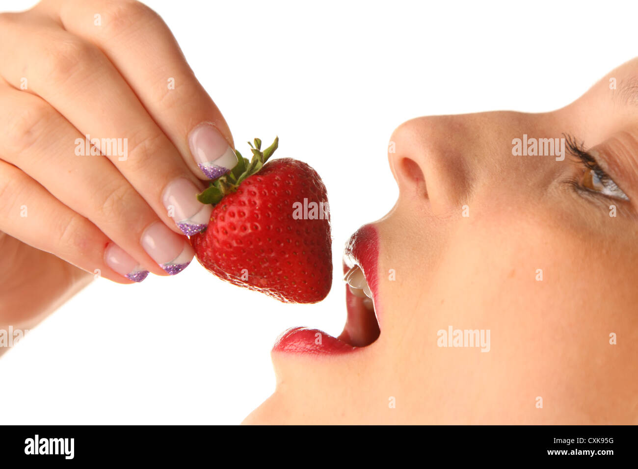 Woman with Strawberry Stock Photo