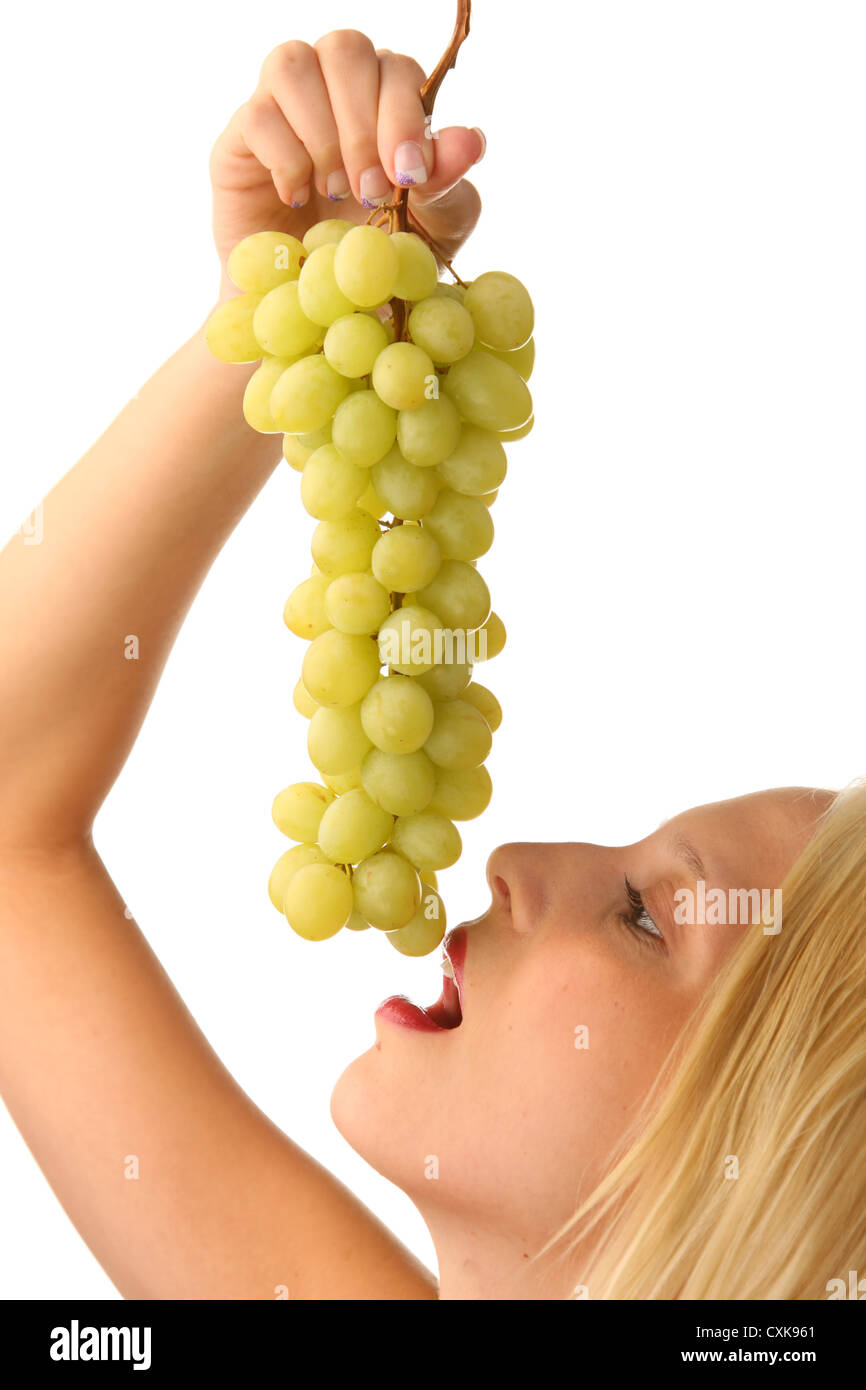 Woman with grapes Stock Photo