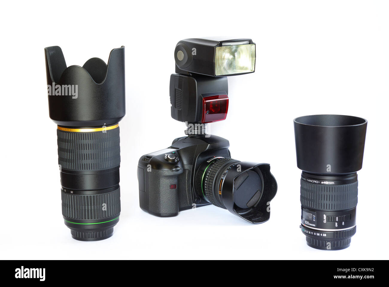 black digital camera isolated on white Stock Photo - Alamy