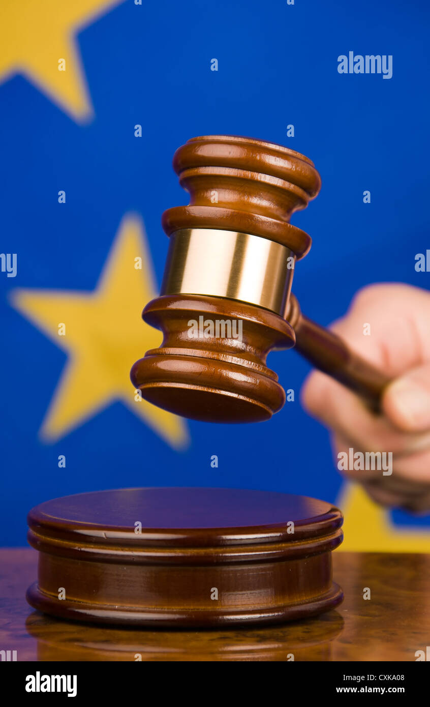 Gavel and EU flag Stock Photo