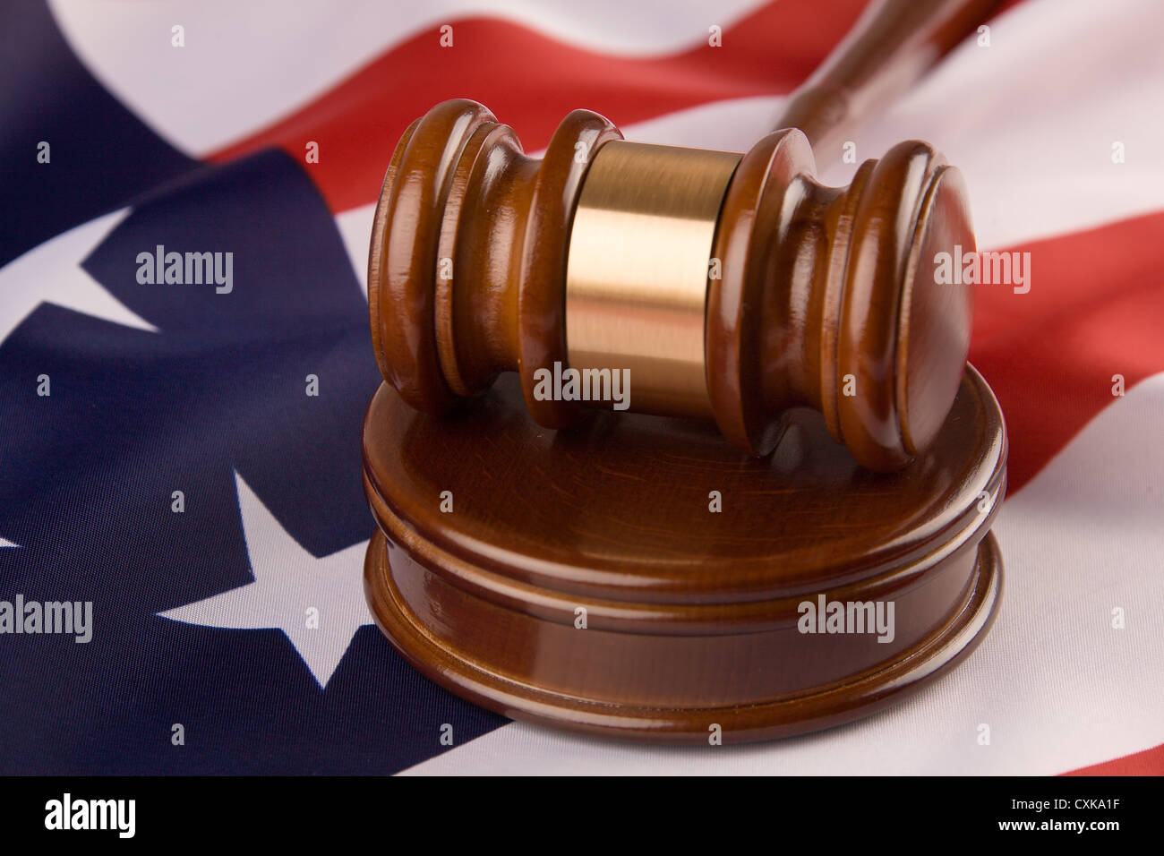 Gavel and the U.S. flag Stock Photo