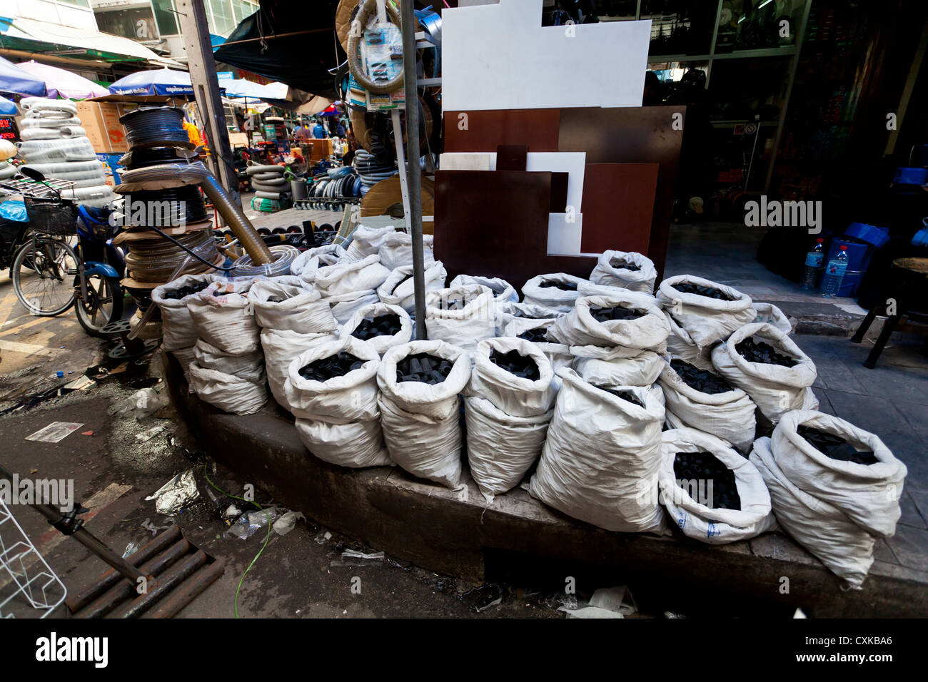 White Bags with Plastic Parts in Bangkok Stock Photo Alamy
