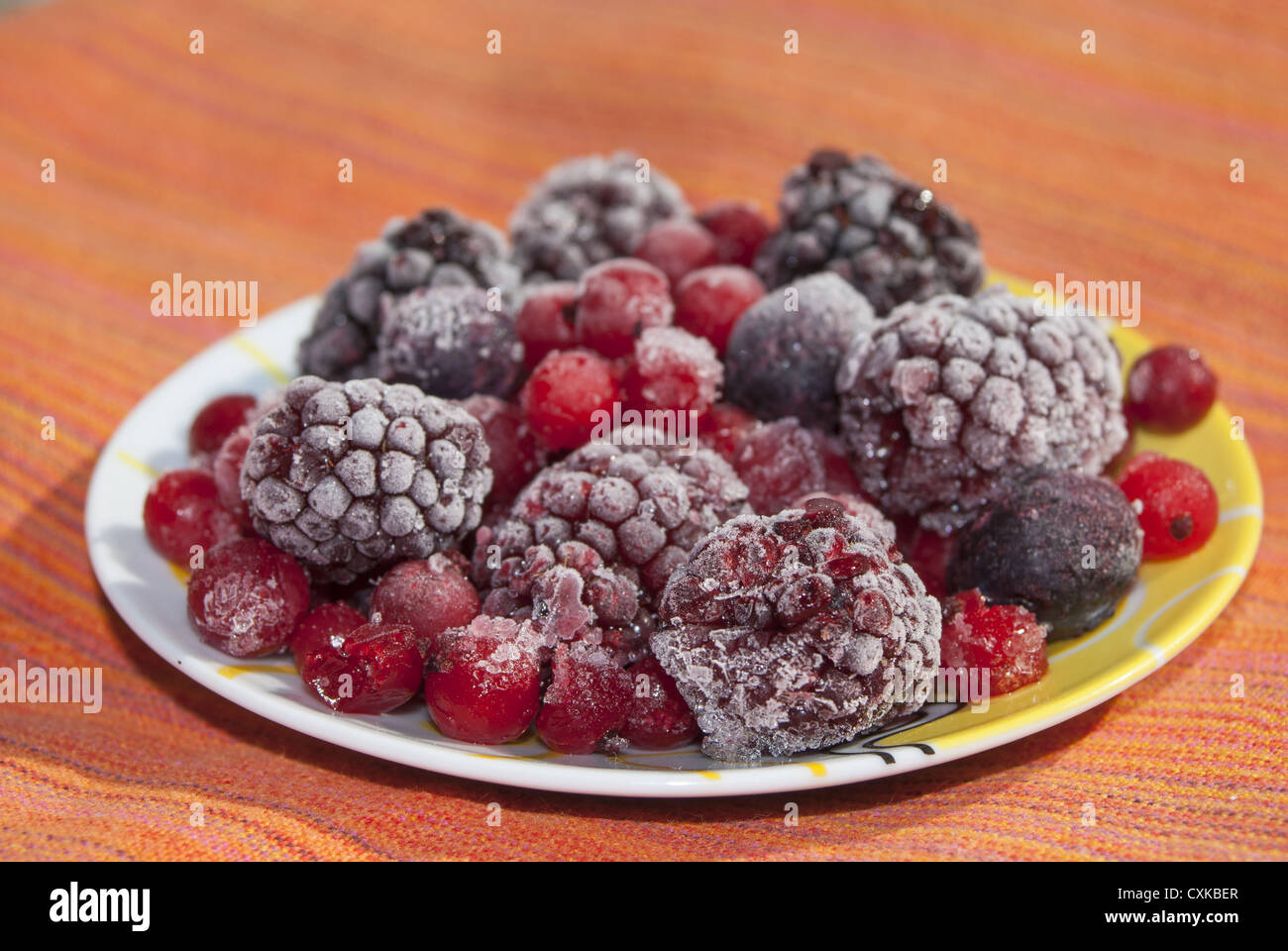 frozen berries: health fruits. raspberry, blueberries, Stock Photo