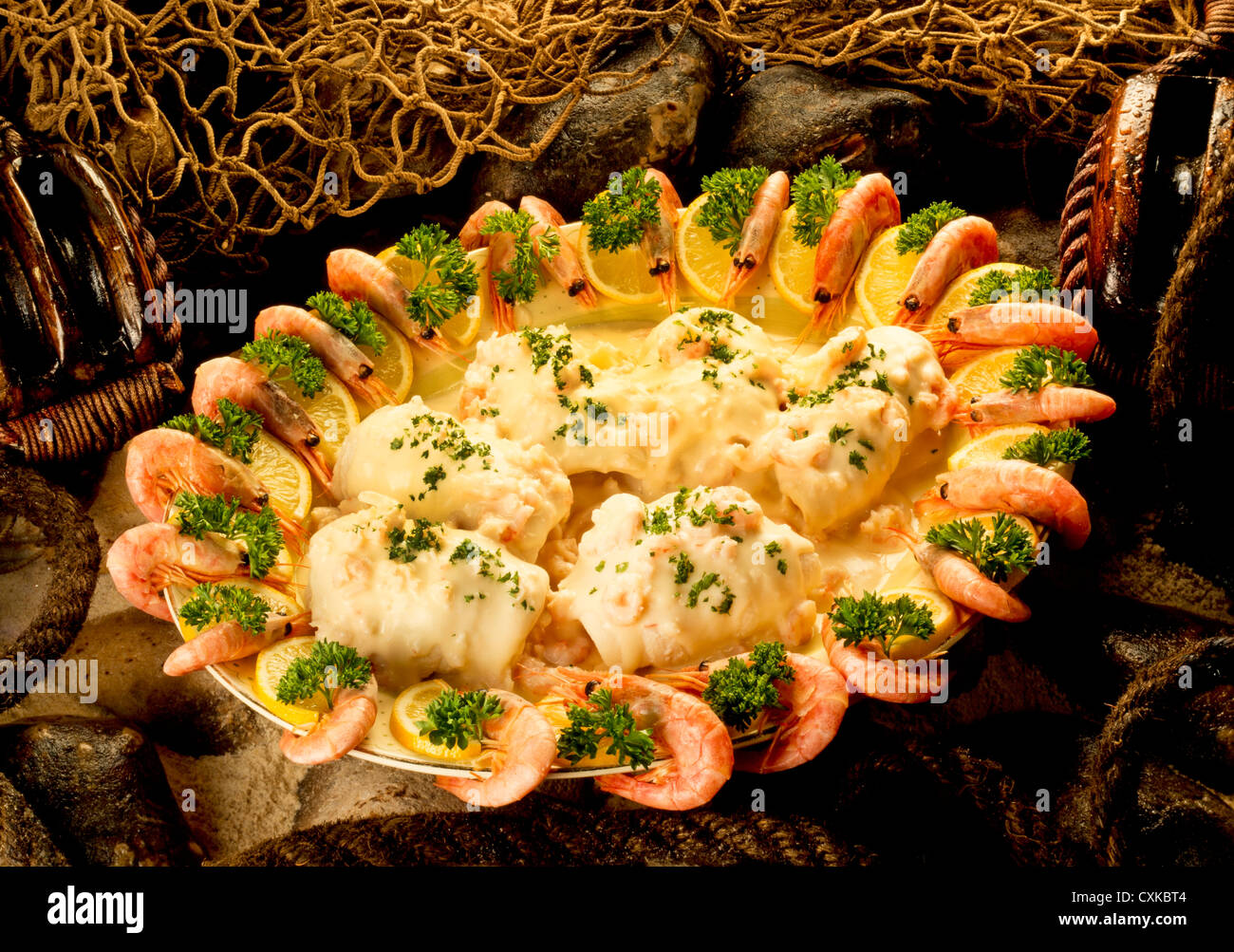 FISH AND SEAFOOD DISH Stock Photo Alamy