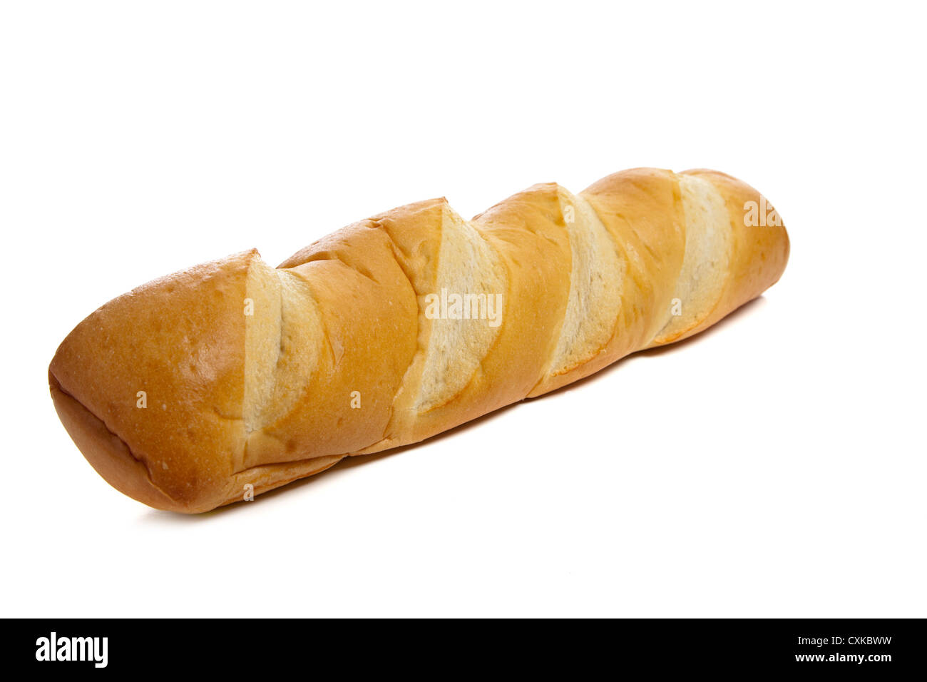 A loaf of French bread on a white background Stock Photo - Alamy