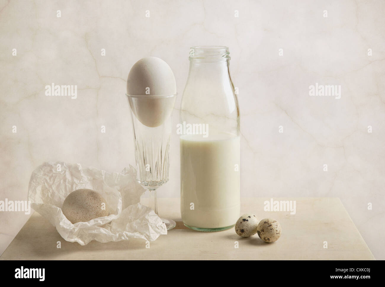 milk and eggs Stock Photo