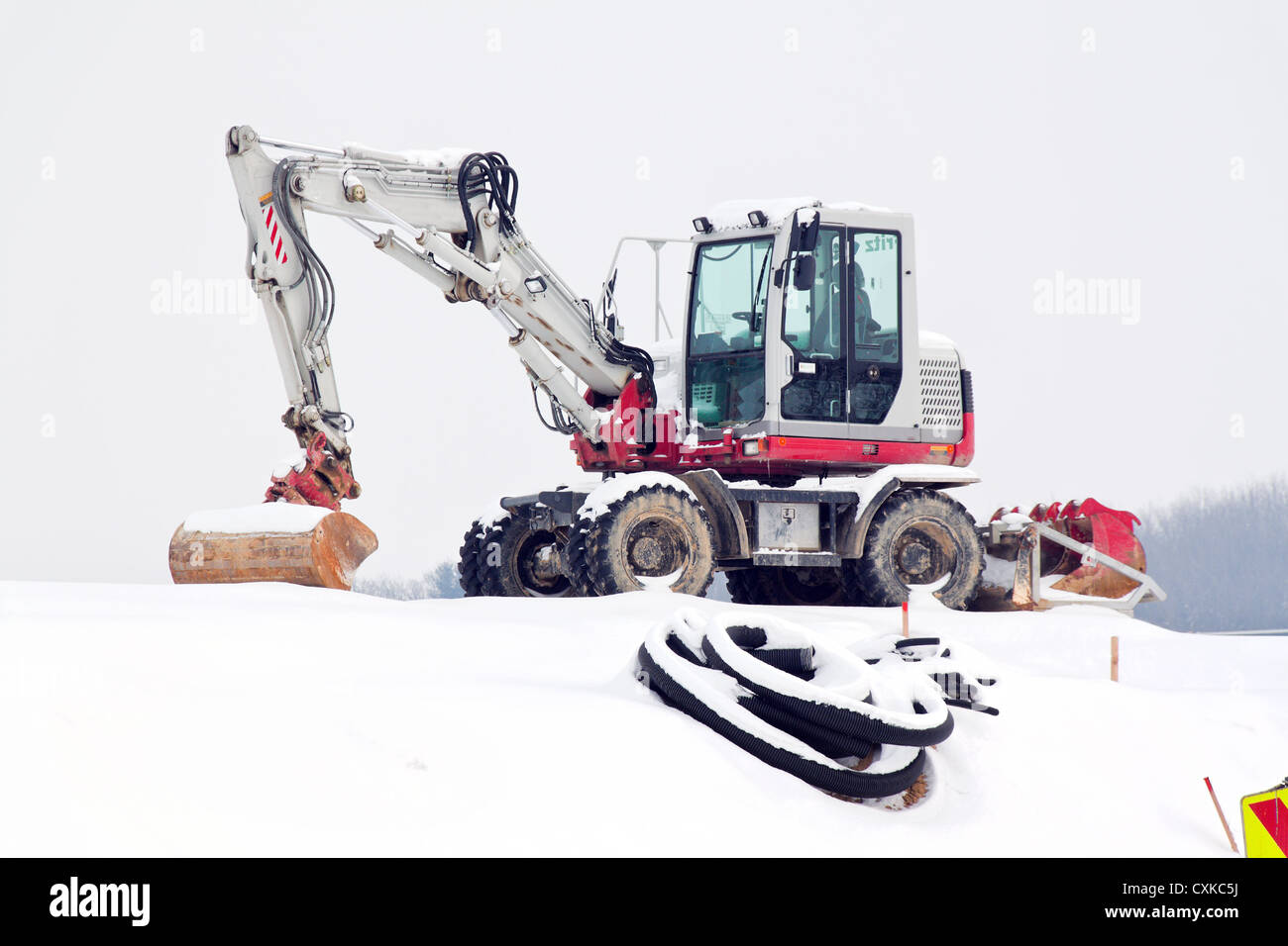 Construction site in winter Stock Photo