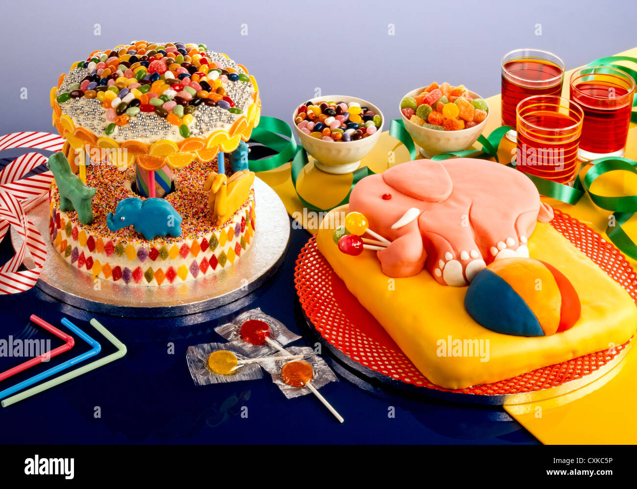 CHILDREN'S BIRTHDAY PARTY CAKES Stock Photo