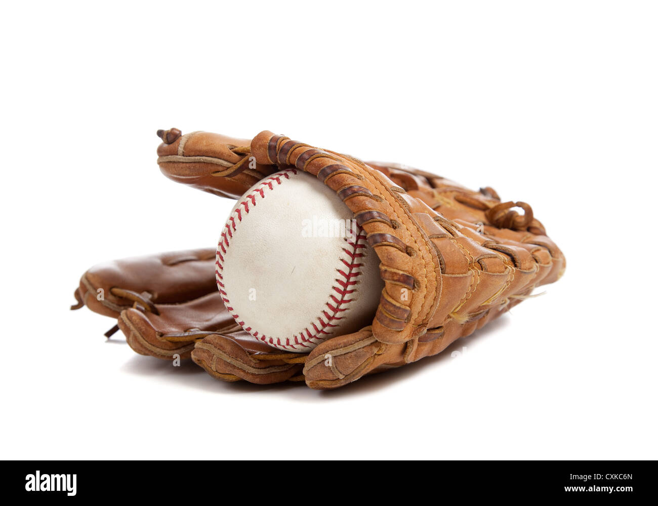 Baseball glove and ball on a whitebackground Stock Photo Alamy
