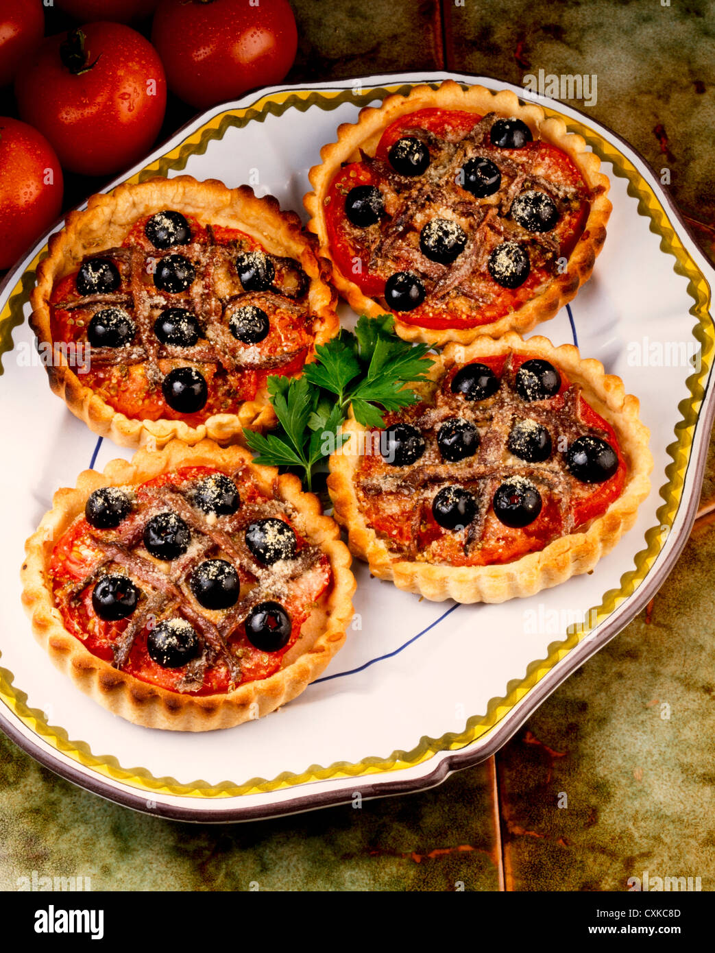 MINI PIZZA TARTLETS Stock Photo