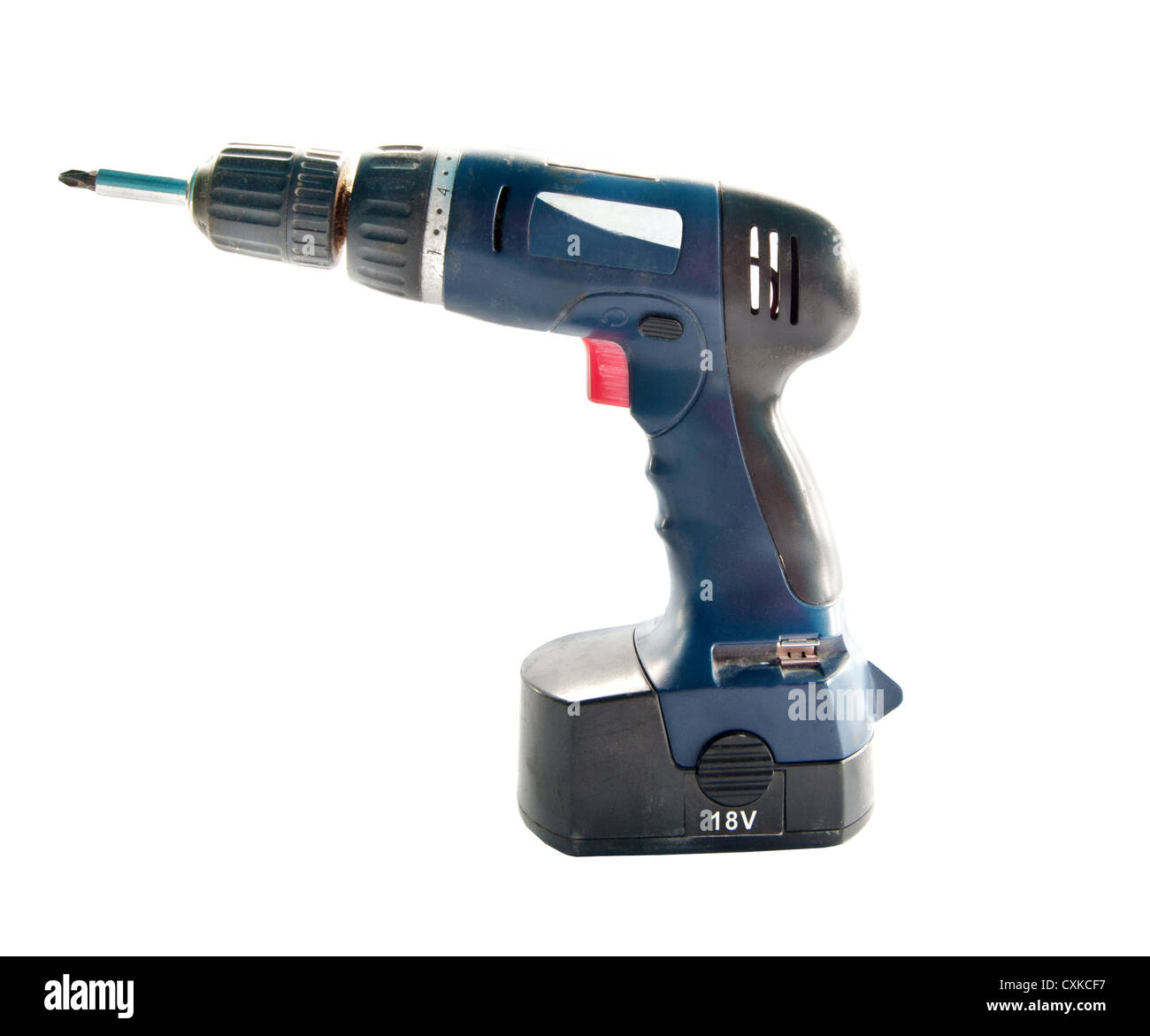 Blue cordless drill. Isolated on white background Stock Photo Alamy
