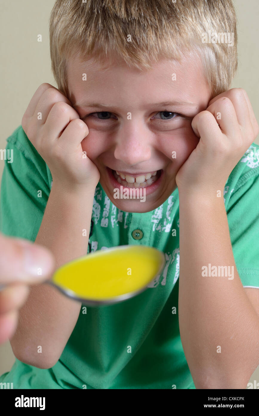 Child Refuses to Take Medicine Stock Photo Alamy