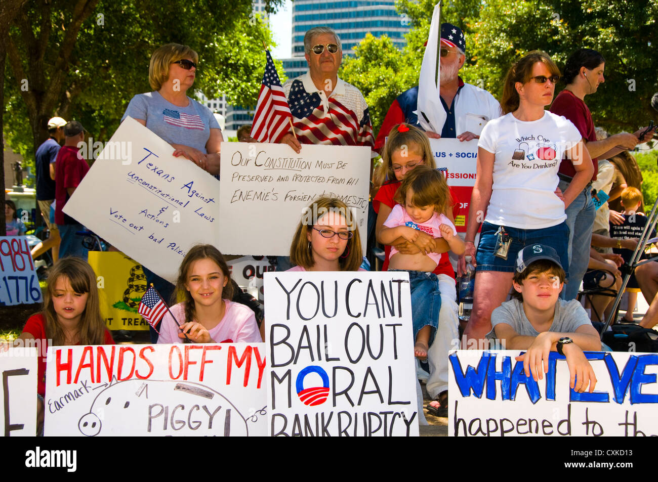 Adults kids demonstrating Stock Photo - Alamy
