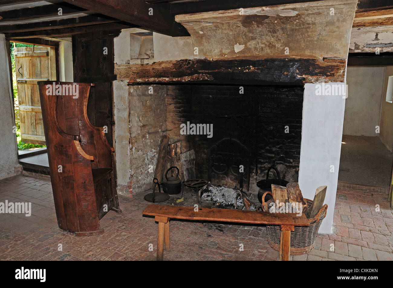 Inside The 17rh Century Cottage From Walderton Bench Seat And Arm