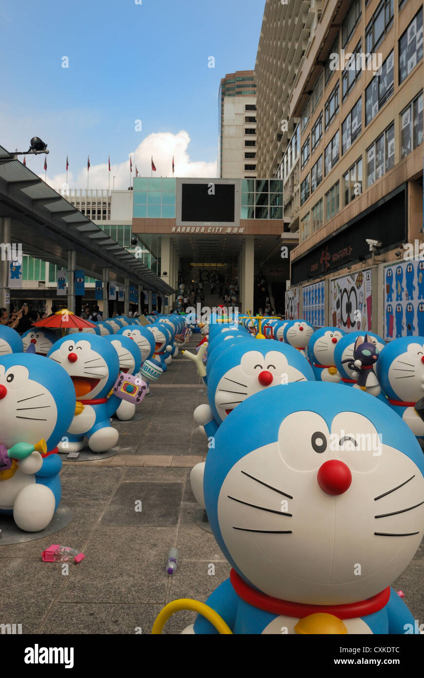 Doraemon 100 year birthday countdown located outside Harbour City in