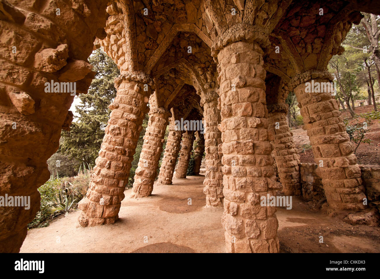 Spain - Barcelona - Parc Guell by Gaudi Stock Photo