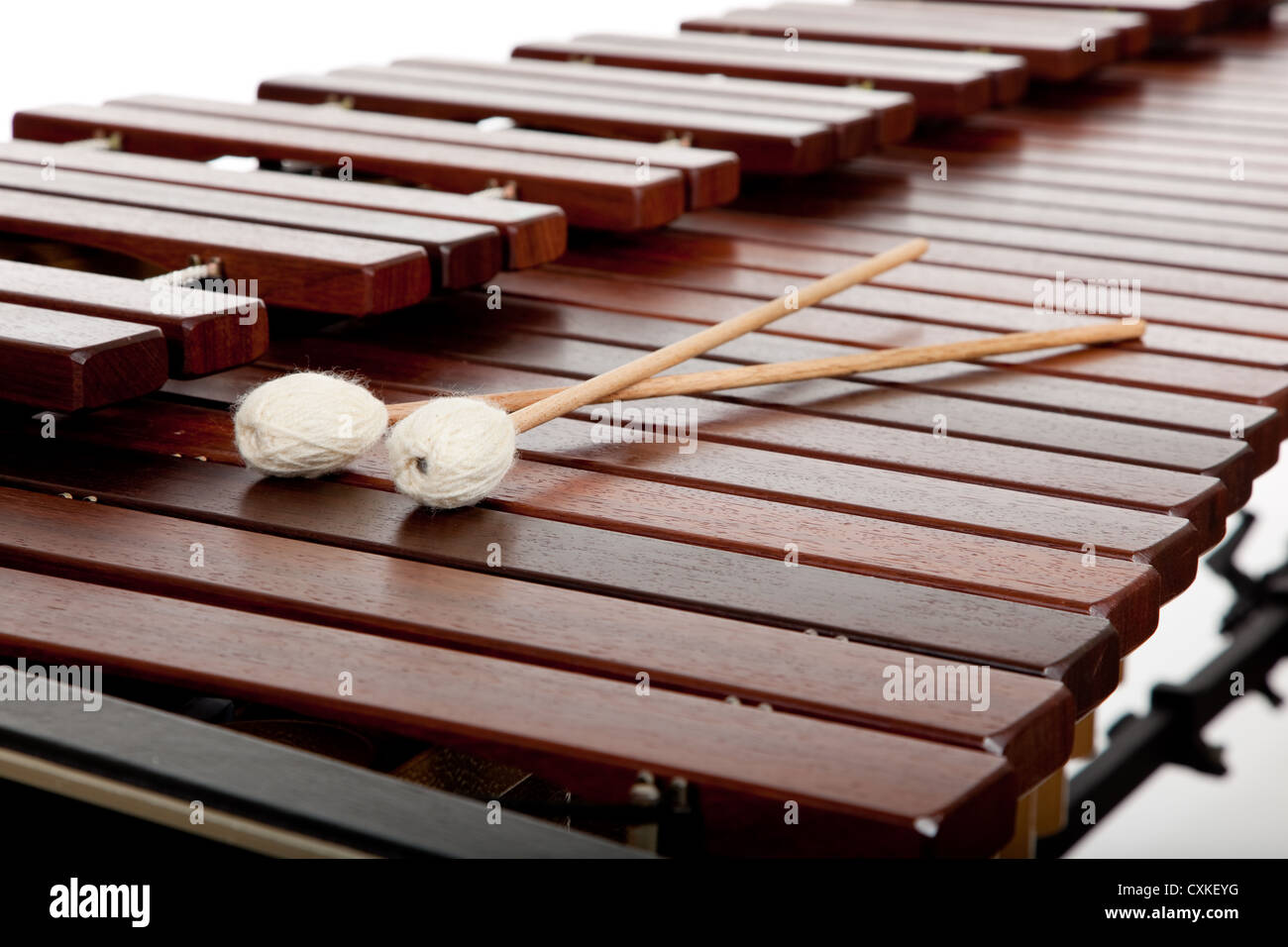 A Wooden Marimba And Mallets On A White Background Stock Photo Alamy
