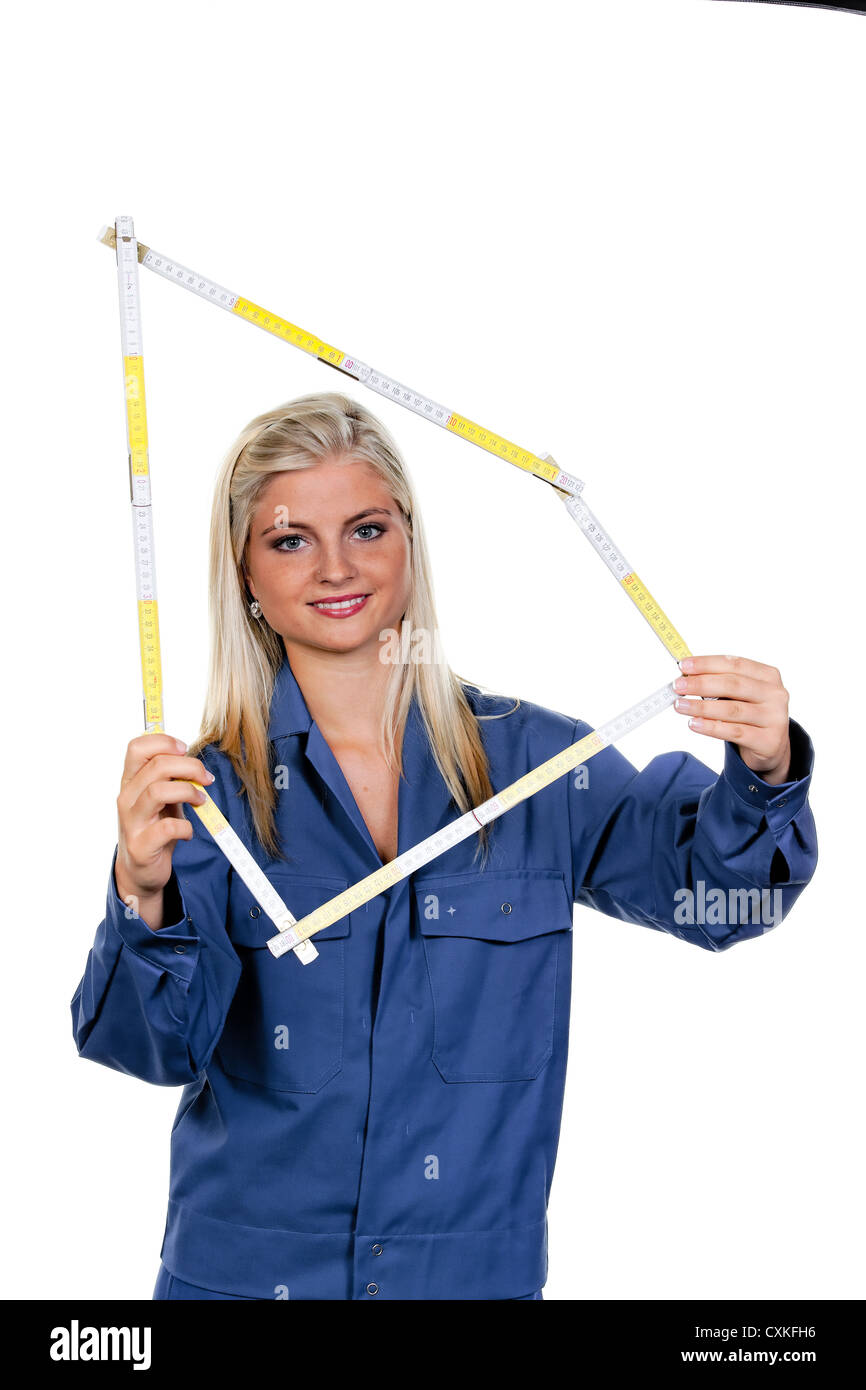 Woman with a tool mechanic Stock Photo