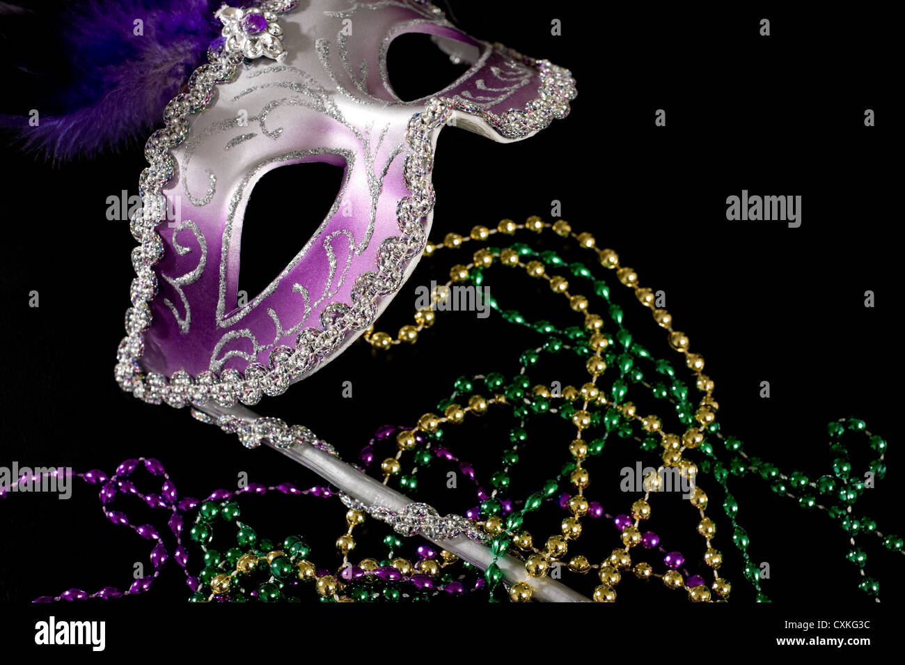 silver purple mardi gras mask