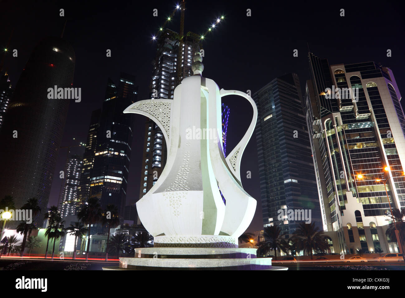 Arabian Coffee Pot monument in Doha, Qatar Middle East Stock Photo Alamy